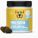 ivvi Multivitamin für Hunde als Leckerli – Rundumversorgung mit Probiotika, B Vitamine, Omega 3, Grünlippmuschel, Cranberry - 60 Snacks (270g) mit Huhn  